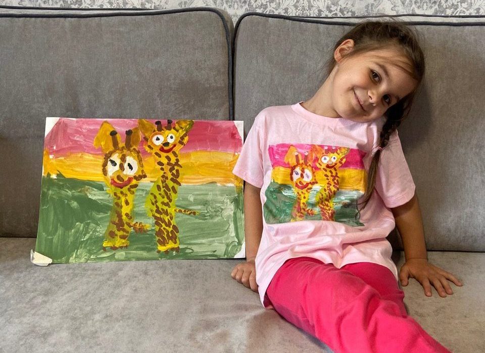 Giraffes — painting and the tee